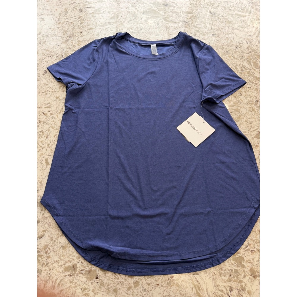 Beyond Yoga Womens Featherweight Balanced Tee blue Heather Size M